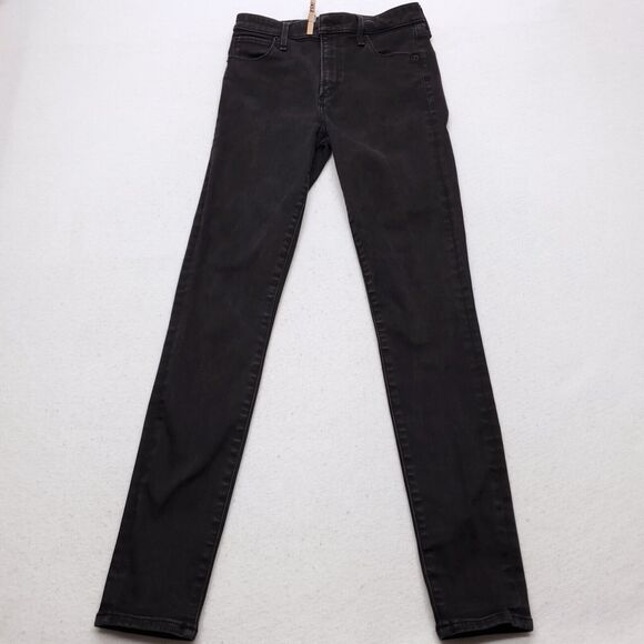 Abercrombie & Fitch Simone Hight Rise Button Denim Jeans Womens Size 27/4L Black - Picture 2 of 8